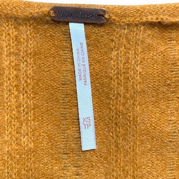 Free People Ava Cashmere Pullover Cropped Scoop Neck Short Sleeve Goldenrod Knit - Picture 8 of 11